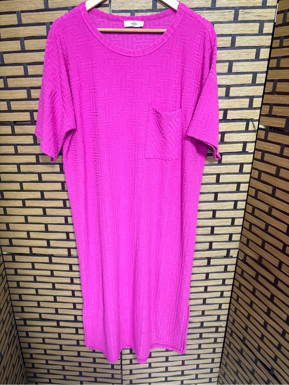 Entro Fuschia terry cloth midi dress/swim cover up size medium